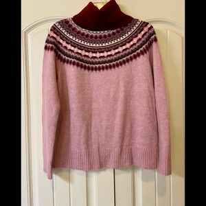 FairIsle pink and burgundy turtleneck sweater!